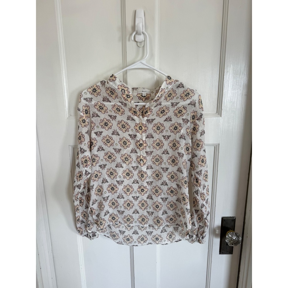 A.L.C silk cotton floral printed blouse size 4